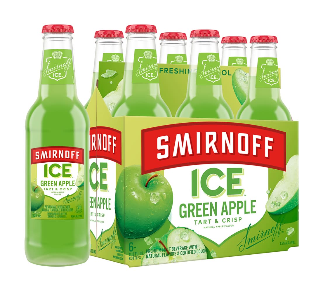 Smirnoff Ice Premium Malt Beverage, Green Apple (6 x 11.2 fl oz)