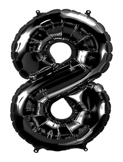 Inflated 34" Black Number Foil Balloon