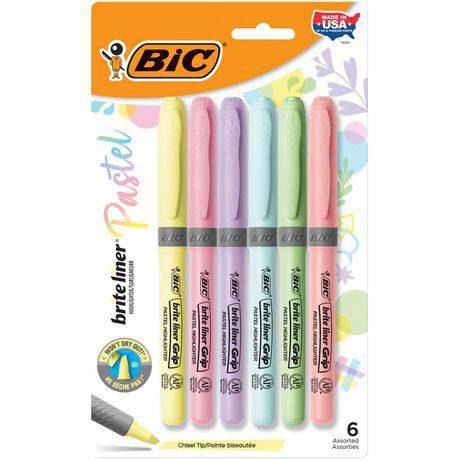 Bic surligneurs briteliner grip (6unités) - brite liner grip highlighters (6 count)