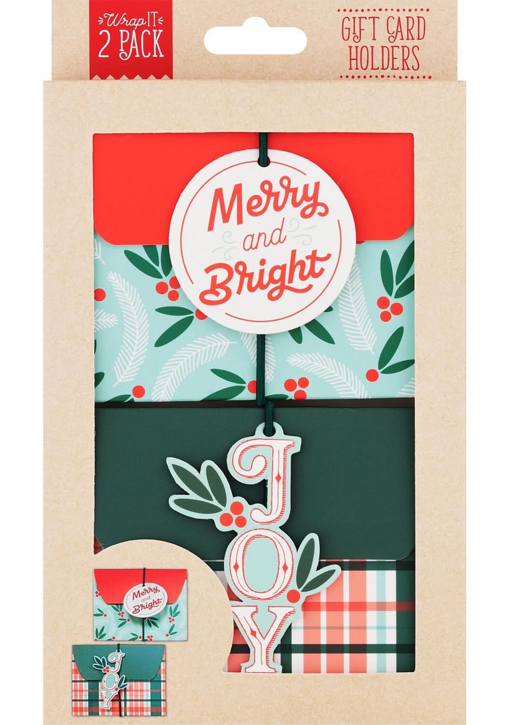 Wrap It Merry & Bright Gift Card Holders, 2 Ct