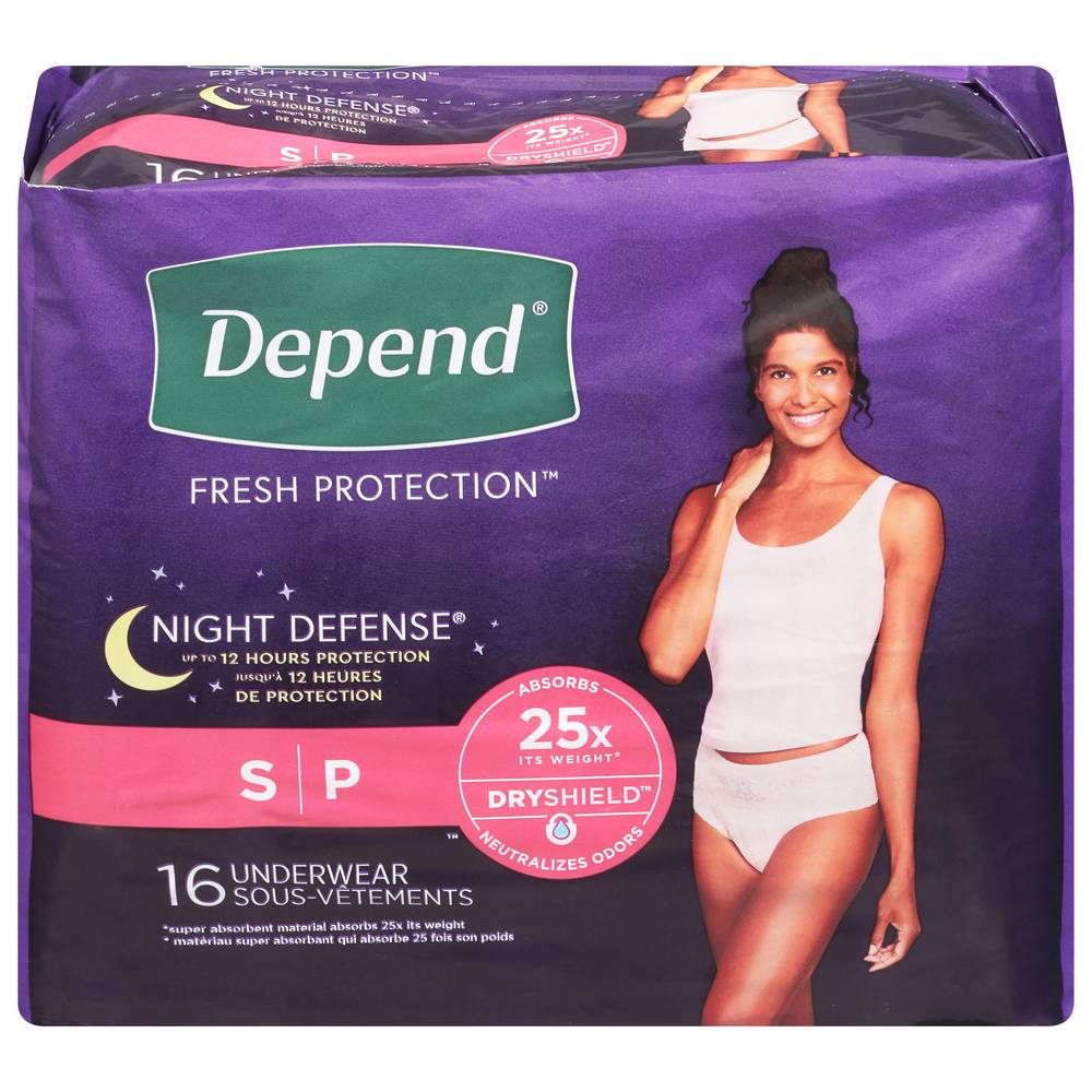 Depend Fresh Protection Night Defense Adult Incontinence Underwear, Small, Blush