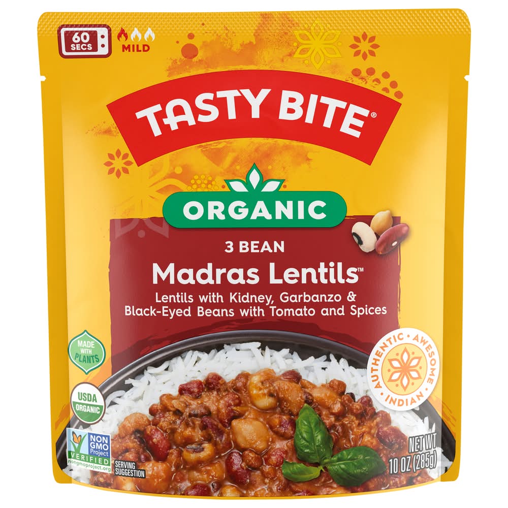 Tasty Bite Indian Mild 3 Bean Madras Lentils (10 oz)