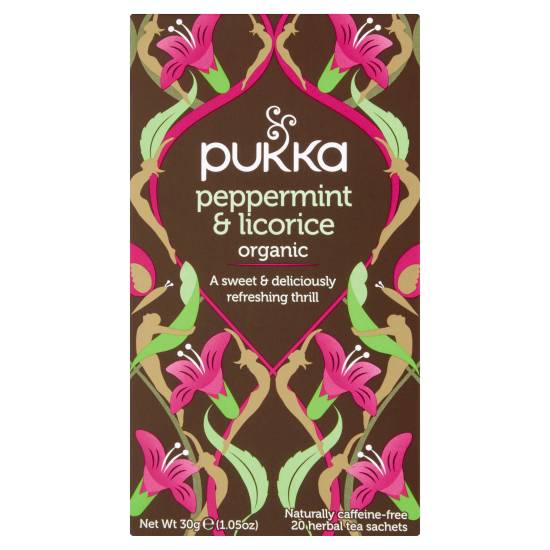 Pukka Organic Peppermint & Licorice Herbal Tea Sachets (30g)