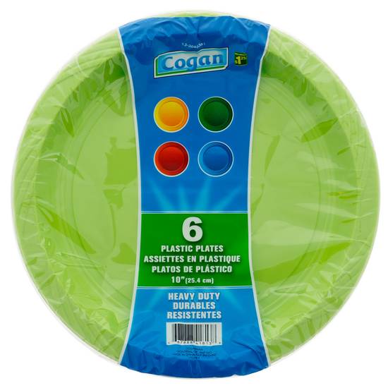 Cogan Colored Plastic Plates, 6Pc (6ct / 10")