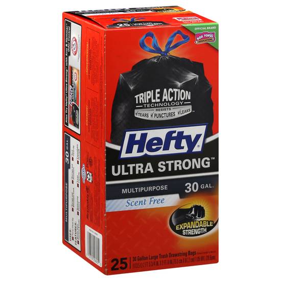 Hefty Ultra Strong Multipurpose 30 Gallon Large Scent Free Trash Bags