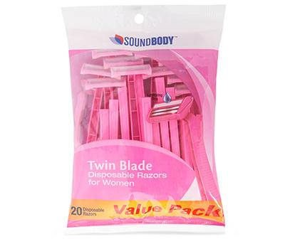 Women's Twin Blade Disposable Razors, 20-Count