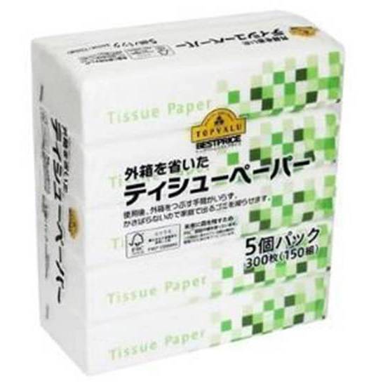 トップバリュ ベストプライス 外箱を省いたティシューペーパー (5 入)