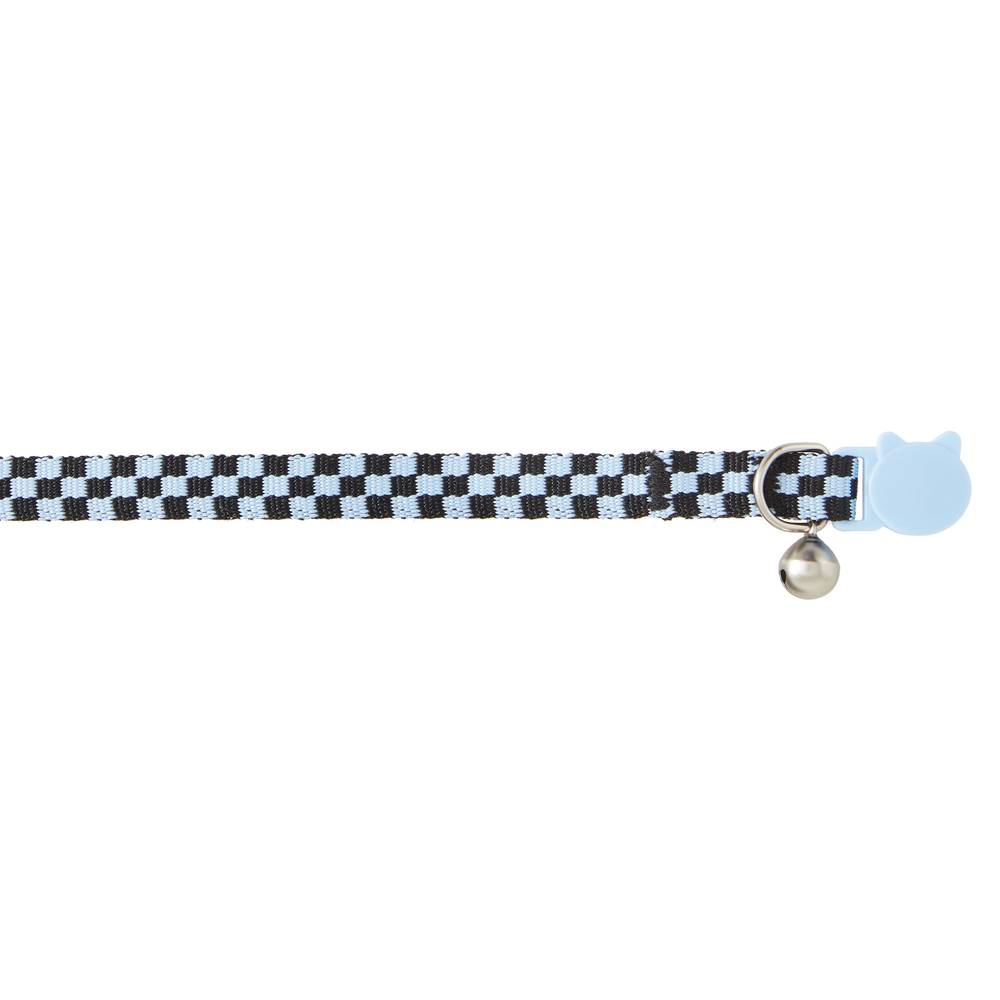 Whisker City Checkered Easy Release Kitten & Cat Collar, Blue-Black