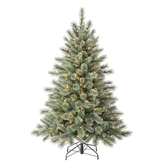 Ashland Pre Lit Bowen Pine Artificial Christmas Tree With Warm White Led Lights, 5 ft., No. 201 Green