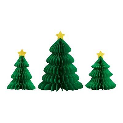 Spritz Mini Honeycomb Holiday Decor Icons, Green (3 ct)