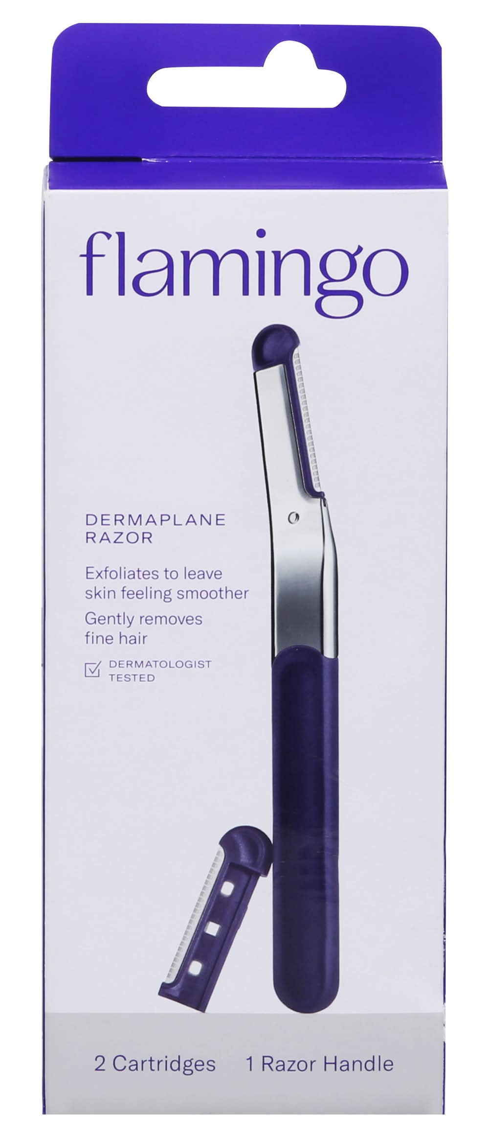 Flamingo Dermaplane Razor Handle With Cartridges, Blue