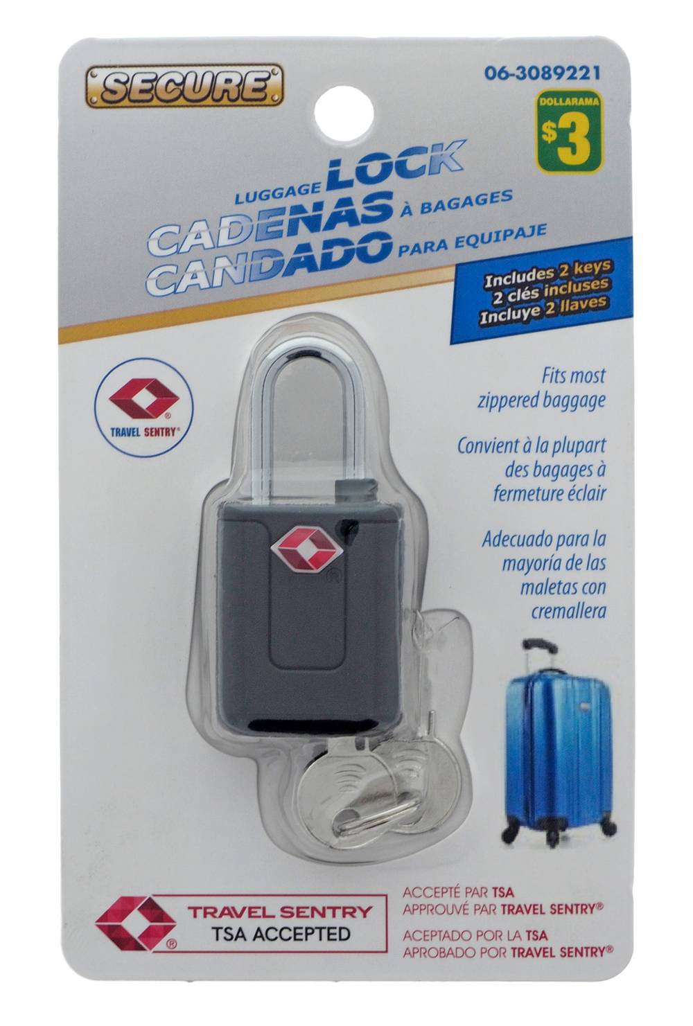 Travel Sentry Small Luggage Lock With Key