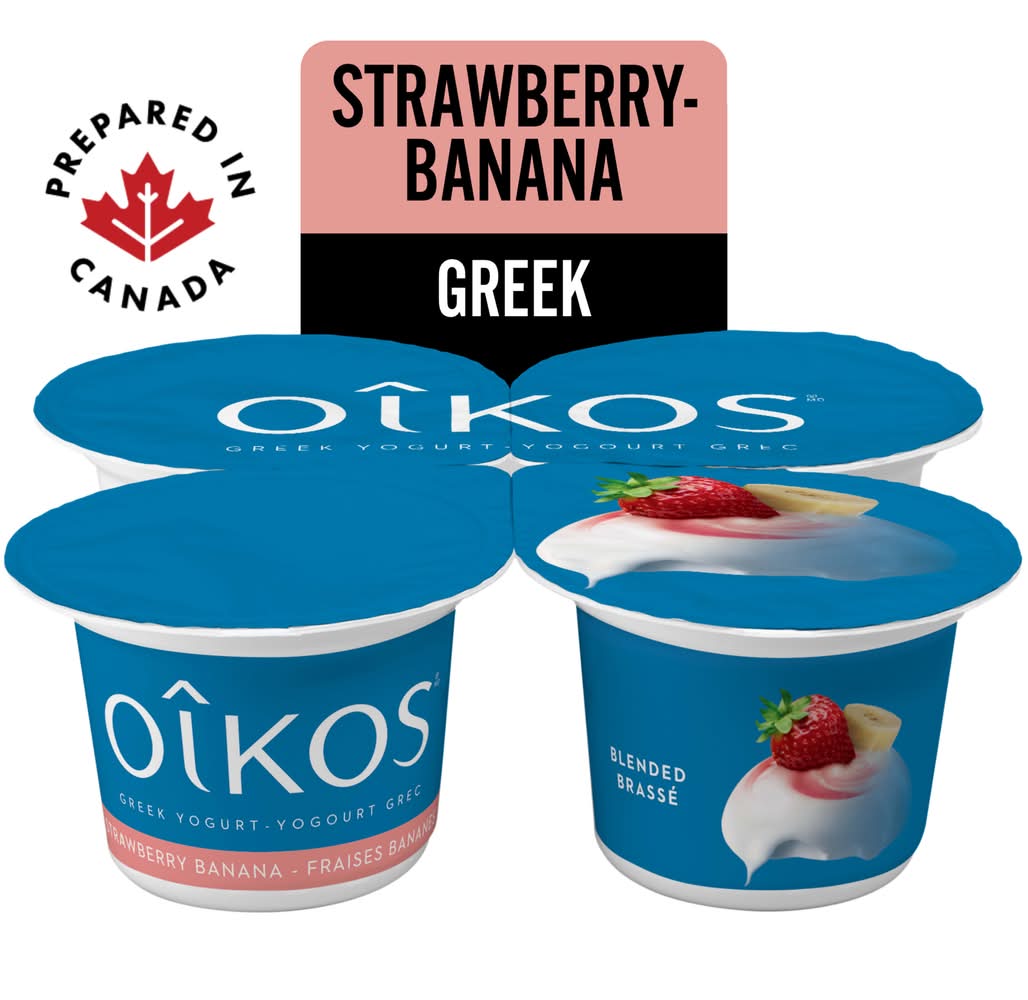 Oikos Greek Yogurt Drink, Strawberry-Banana (4 x 100 g)