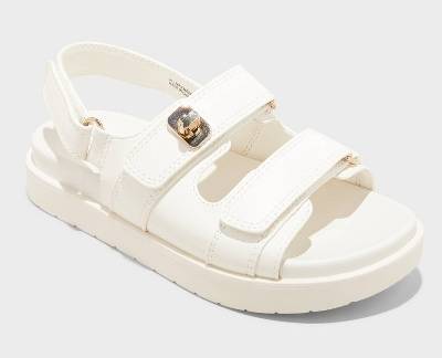Kids' Verity Platform Hardware Sandals - art class™ Ivory 13: Adjustable Hook and Loop Strap, Open Toe, Textured Outsole