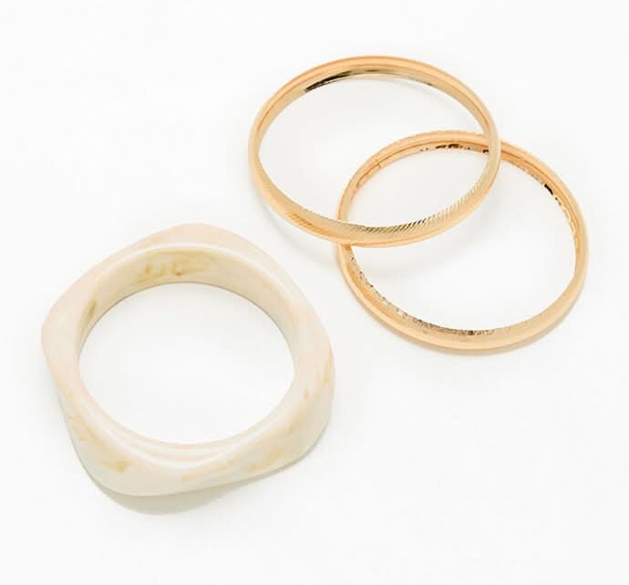 3 Pack Stella Bangles White/Gold One Size