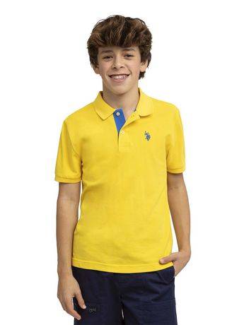 U.S. Polo Assn. Boy''s Short Sleeve Polo Shirt (Color: Morning Sun, Size: L)