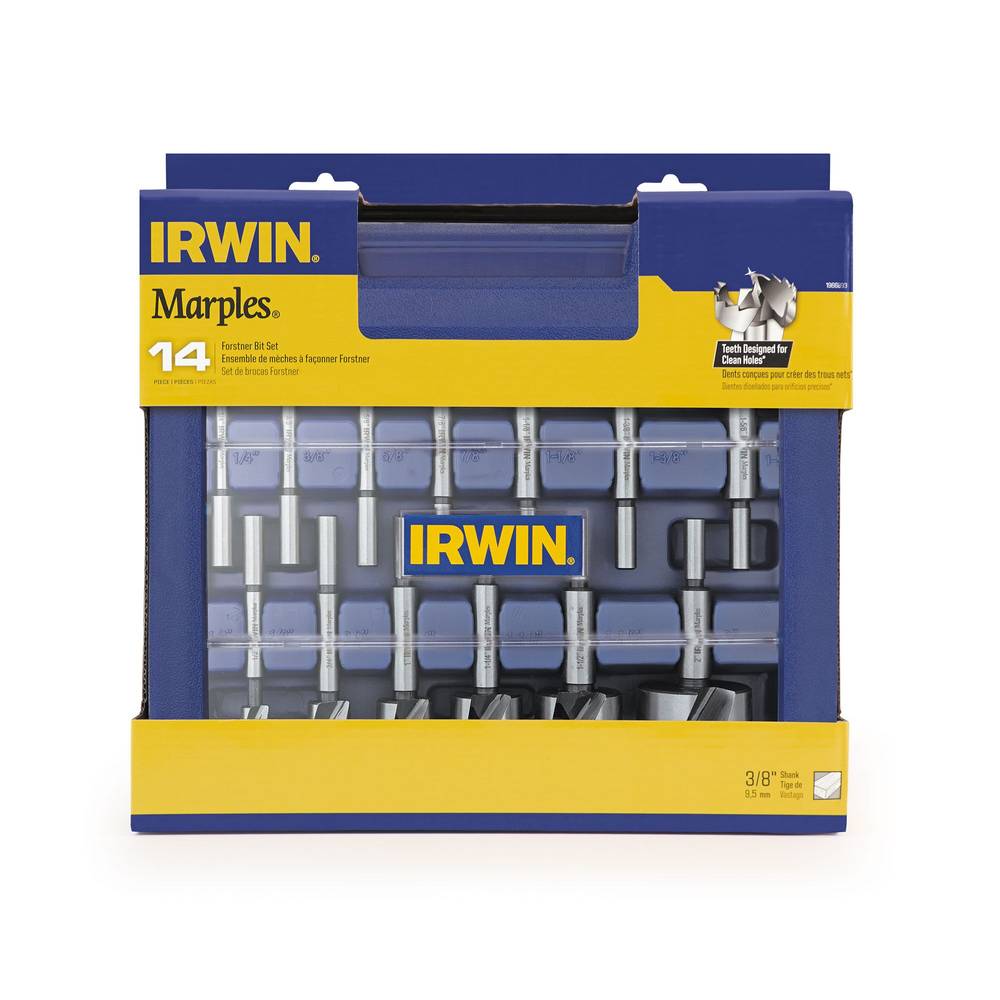 IRWIN Marples 14-Piece 3/8-in x 3-11/16-in Woodboring Forstner Drill Bit Set | 1966893