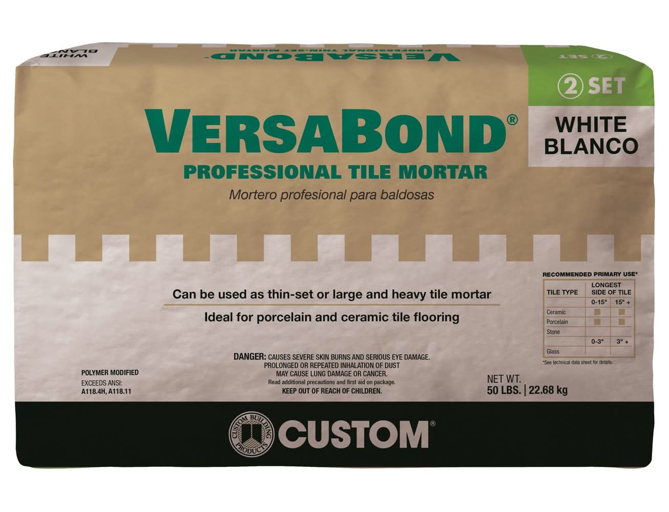 Custom Building Products Versabond White Thin-Set Mortar 50 Lb