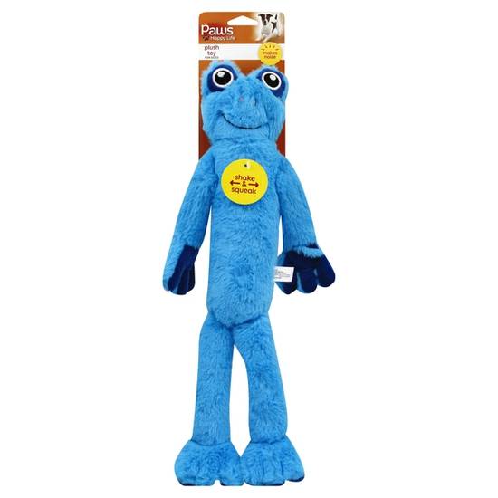 Paws Dog Toy Plush Shake & Squeak Frog (blue)