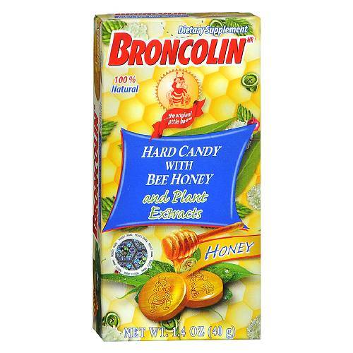 Broncolin Hard Candy with Bee Honey Dietary Supplement - 1.4 Ounces