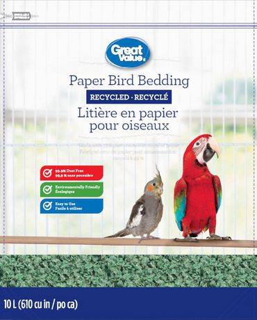 Great value liti re en papier recycl  great value pour oiseaux - 10 l - recycled paper bird bedding (1 unit)