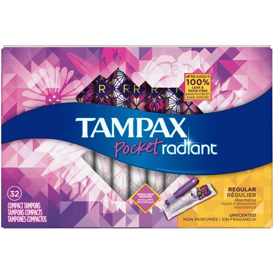 Tampax Pocket Unscented Radiant Regular Tampons (28 ct)