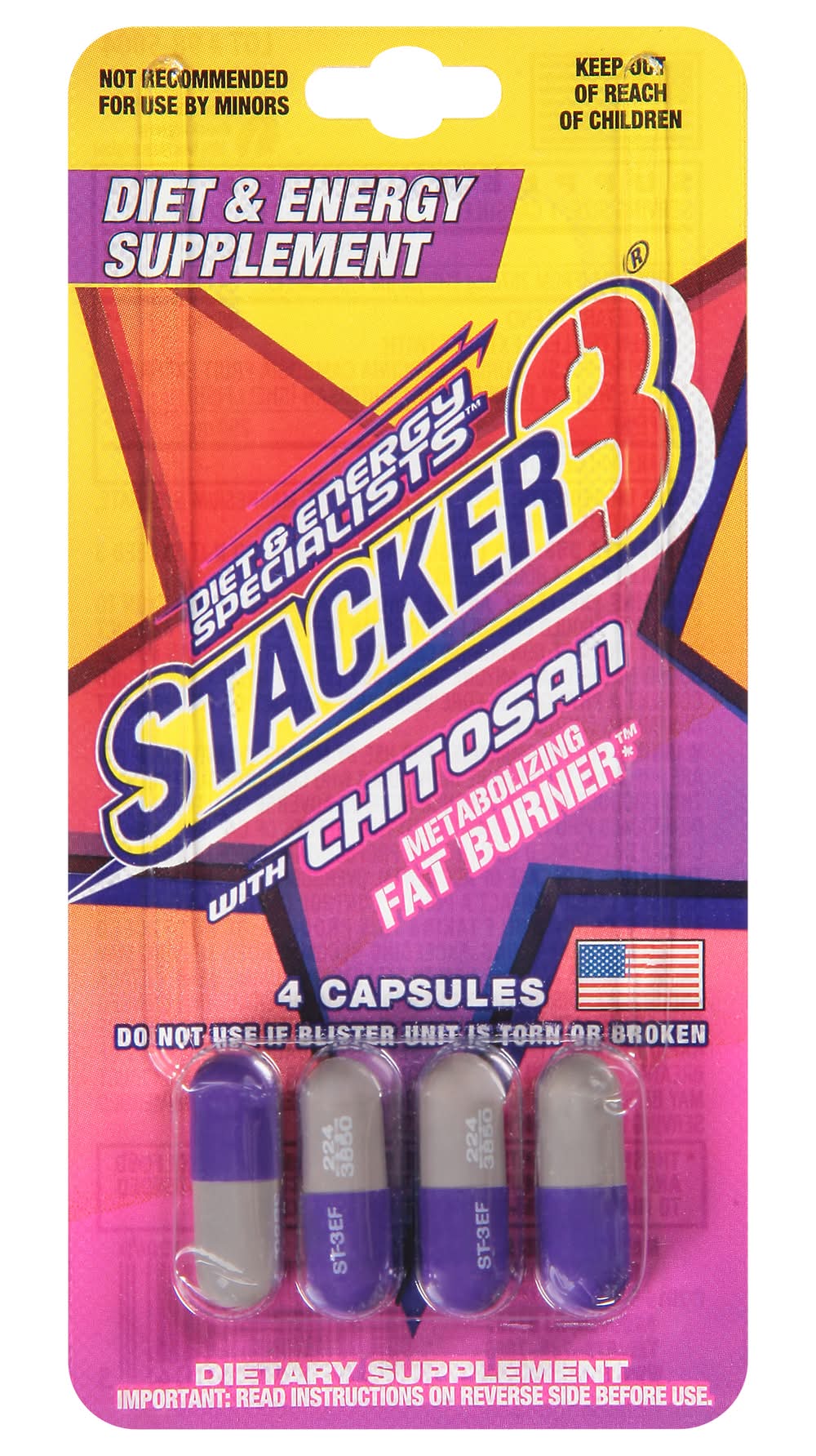 Stacker 3 Metabolizing Fat Burner With Chitosan Capsules (4 ct)