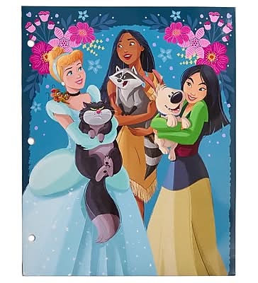 Innovative Designs Disney Princess Glossy 3-Hole Punched 2 Pocket Paper Portfolio Folder, Multicolored (720455PR)