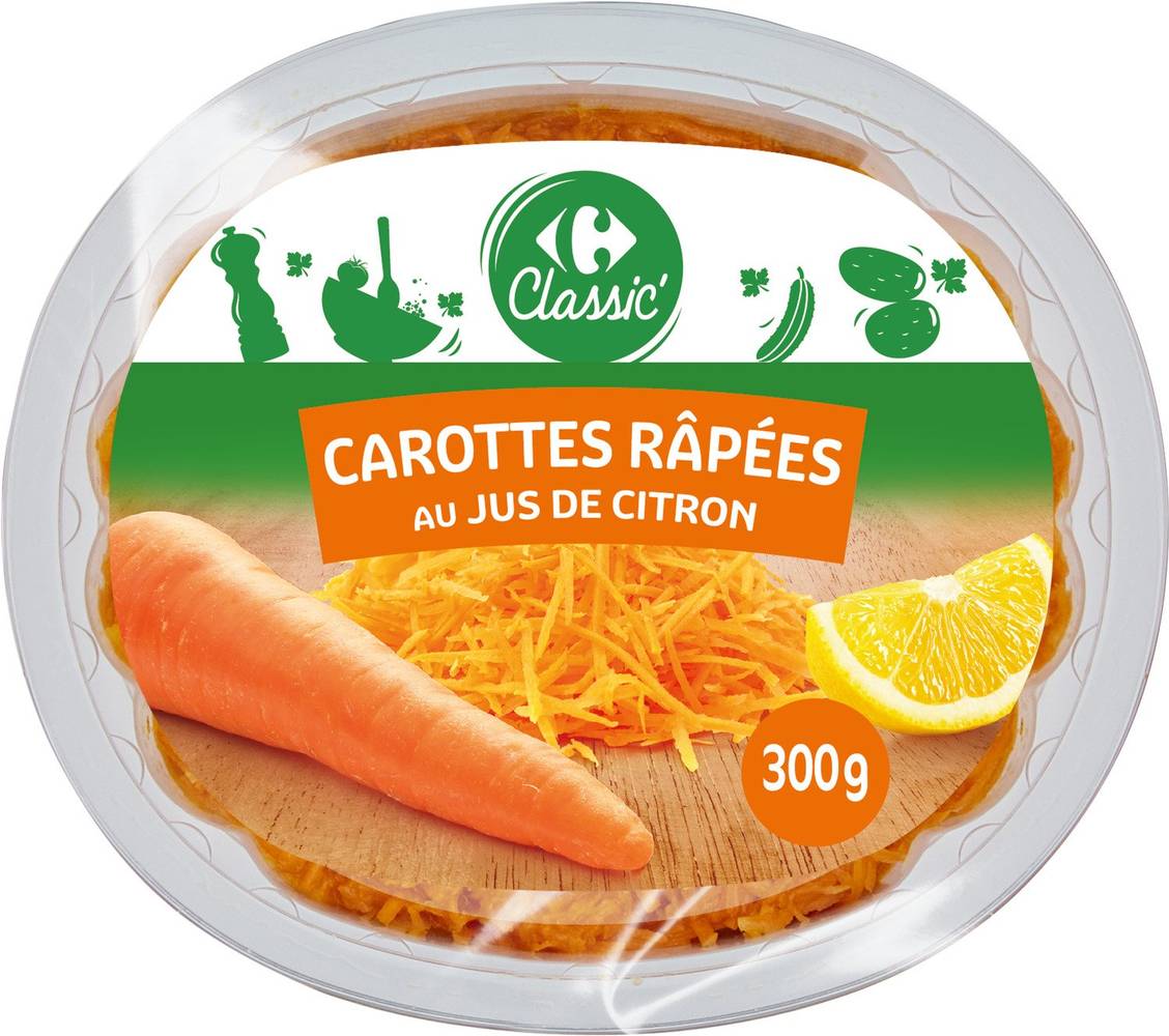 Carottes râpées au jus de citron CARREFOUR CLASSIC' - la barquette de 300g