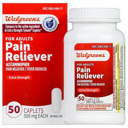 Walgreens Extra Strength Pain Reliever Acetaminophen Caplets 500 mg (50 ct)