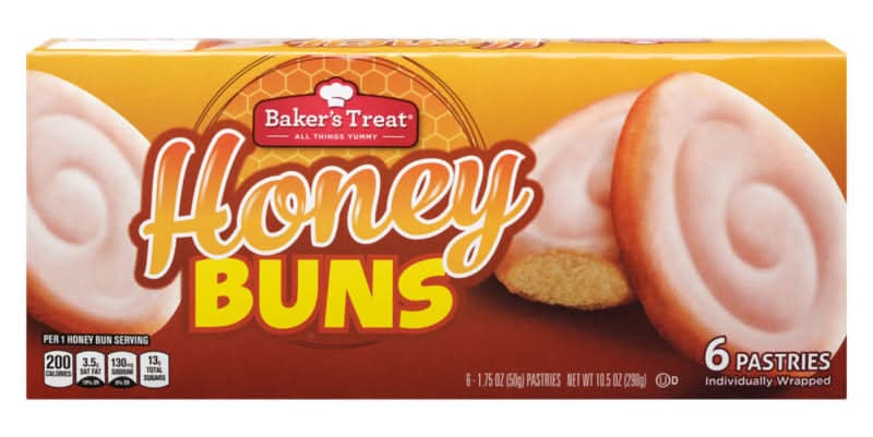 Baker's Treat Honey Buns Yummy Pastries (6 x 1.75 oz)