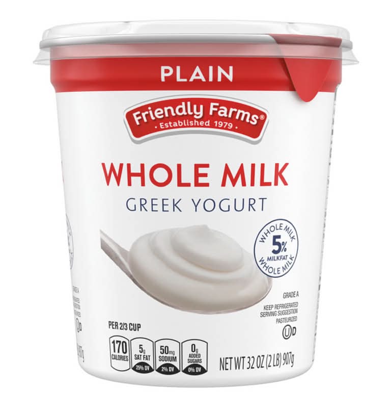 Friendly Farms Plain Whole Milk Greek Yogurt (32 oz)
