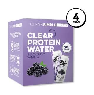 Clean Simple Eats Clear Protein Water, Blackberry Vanilla (4 x 16 fl oz)