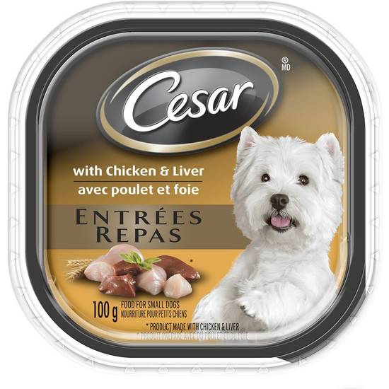Cesar repas pour petits chiens avec poulet et foie (100 g) - entrées with chicken and liver wet dog food (100 g)