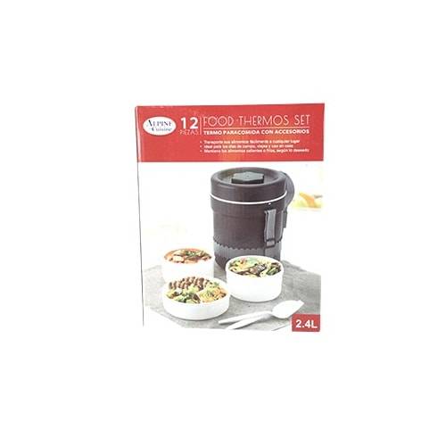 Alpine Cuisine Food thermos Set 3-Containers Inside Handle Strap Spoon