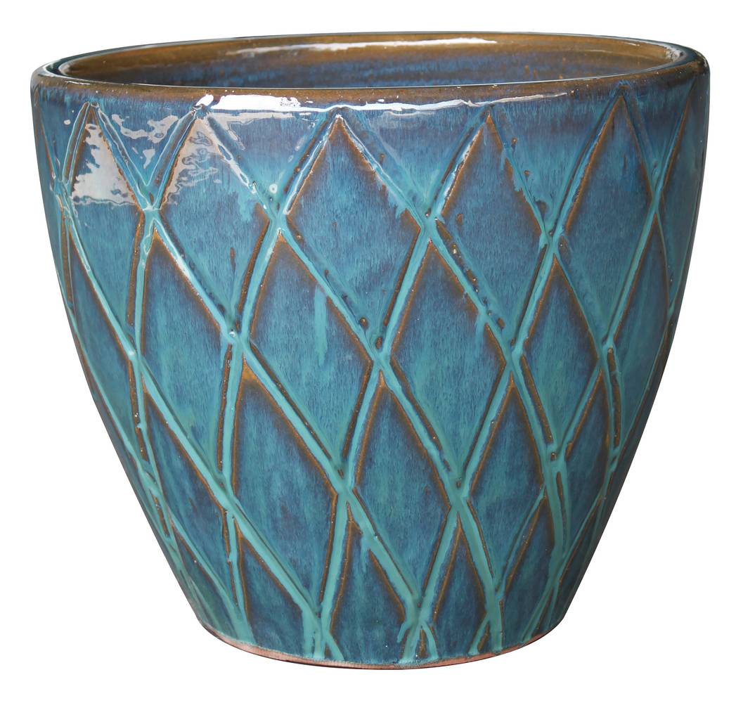 allen + roth Round 15.1-in W x 15.2-in H Multiple Colors/Finishes Ceramic Outdoor Planter | 6712R-XL-DT