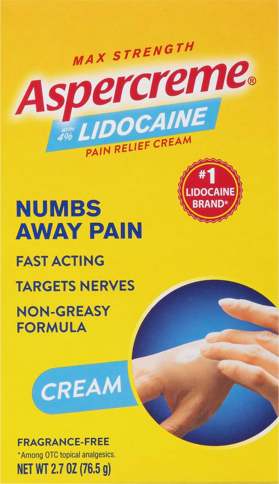 Aspercreme Max Strength Lidocaine Pain Relief Cream (2.7 oz)