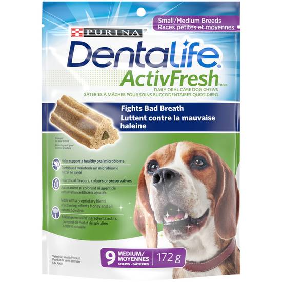 Dentalife gâteries quotidiennes pour la dentition des chiens moyens, dentalife activfresh (172 g) - activfresh oral care chews for dogs (172 g)