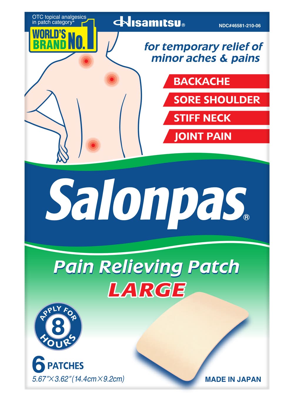 Salonpas Pain Relieving Patch, L (6 ct)