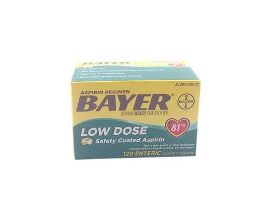 Bayer · Aspirin Pain Reliever Enteric Low Dose 81 mg (120 tablets)