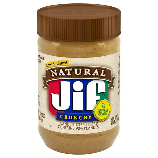 Jif Low Sodium Natural Crunchy Peanut Butter (16 oz)
