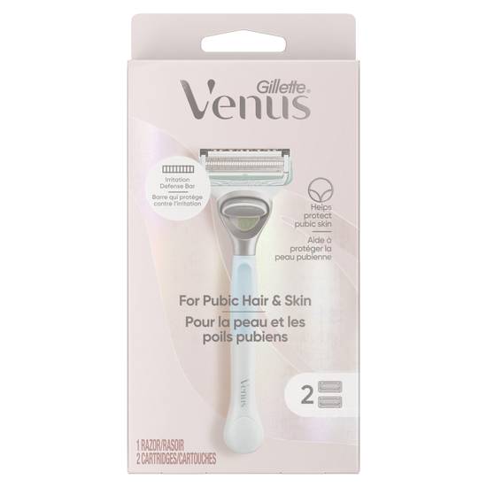 Gillette Venus for Pubic Hair and Skin - Women's Razor Handle + 2 Blade Refills