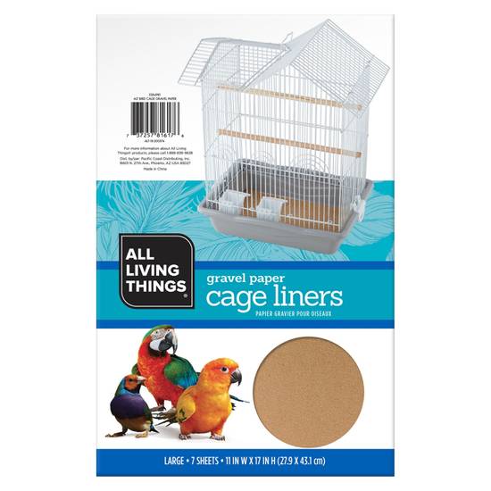 All Living Things® Gravel Paper Bird Cage Liners (Color: Assorted, Size: 11"W X 17"H)