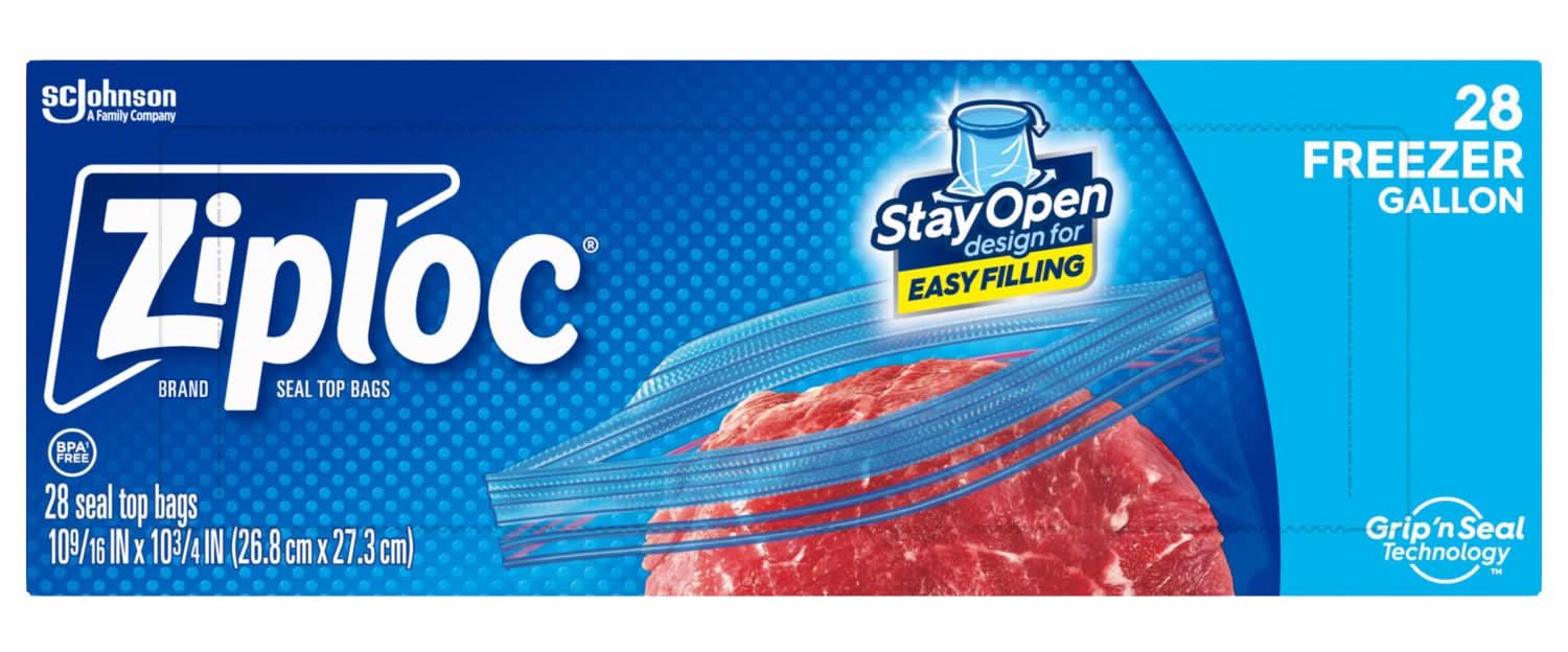Ziploc 1 Gal Clear Freezer Bag 28 Pk