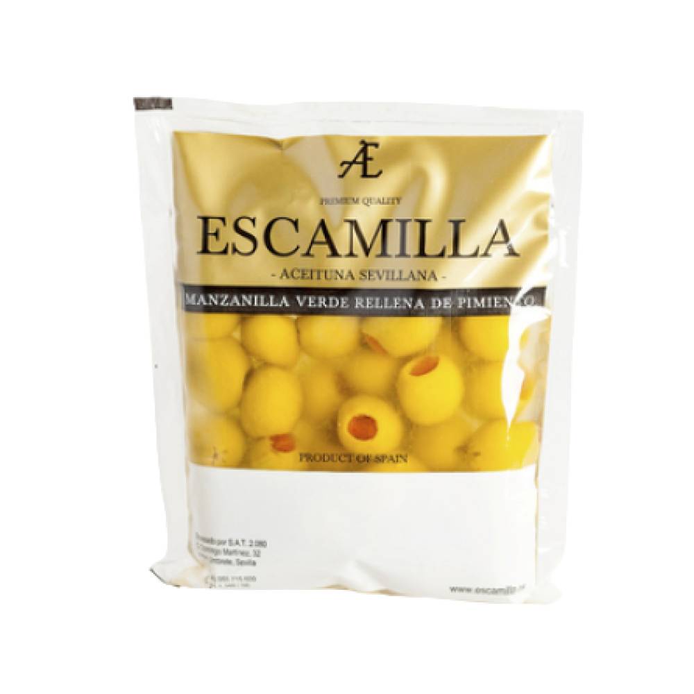 Aceitunas Escamilla Rellenas De Pimientos Bolsa 100Gr