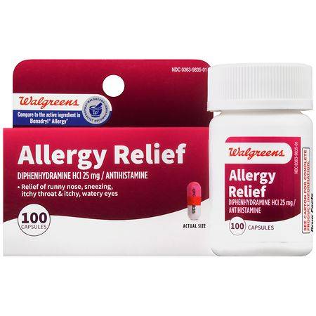 Walgreens Diphenhydramine Hci 25 mg / Antihistamine Allergy Relief Capsules