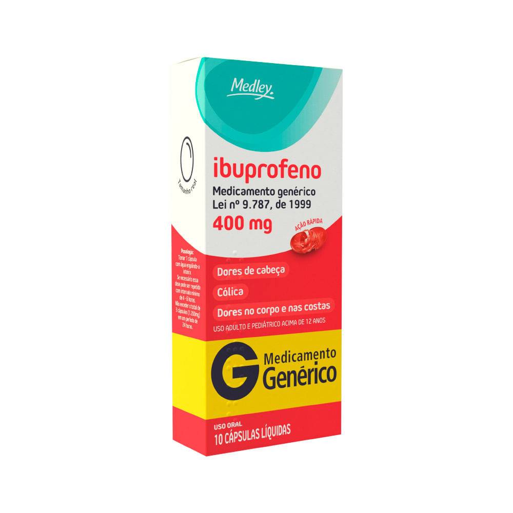 Medley ibuprofeno 400mg genérico (10 cápsulas)