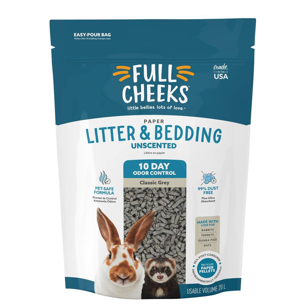 Full Cheeks Odor Control Small Pet Paper Litter & Bedding (grey)