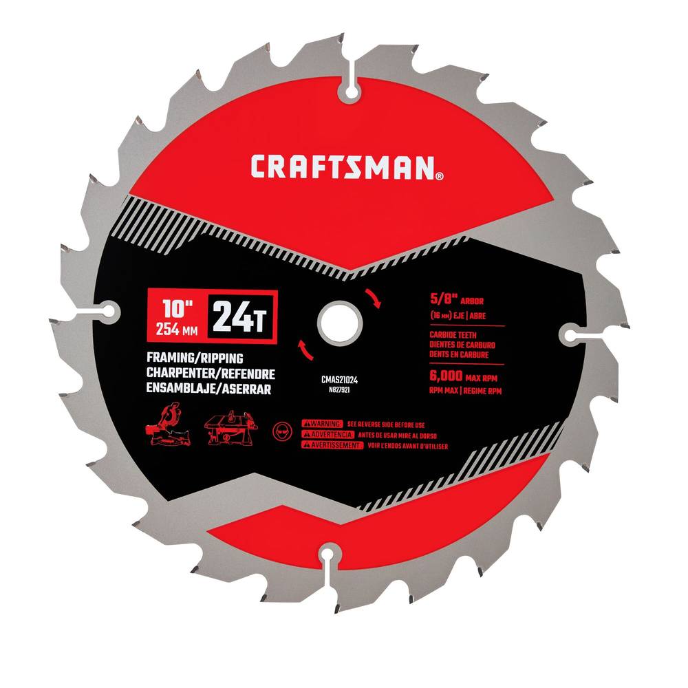 CRAFTSMAN 10-in 24-Tooth Rough Finish Carbide Miter/Table Saw Blade | CMAS21024