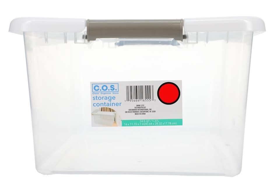 COS Plastic Storage Bins With Lid 14 Qt, White
